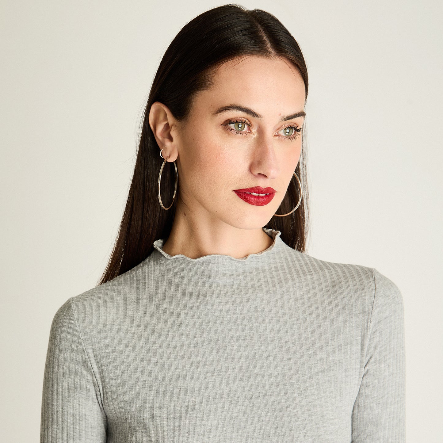 Polera Cuello Roule Manga Larga Basica Gris