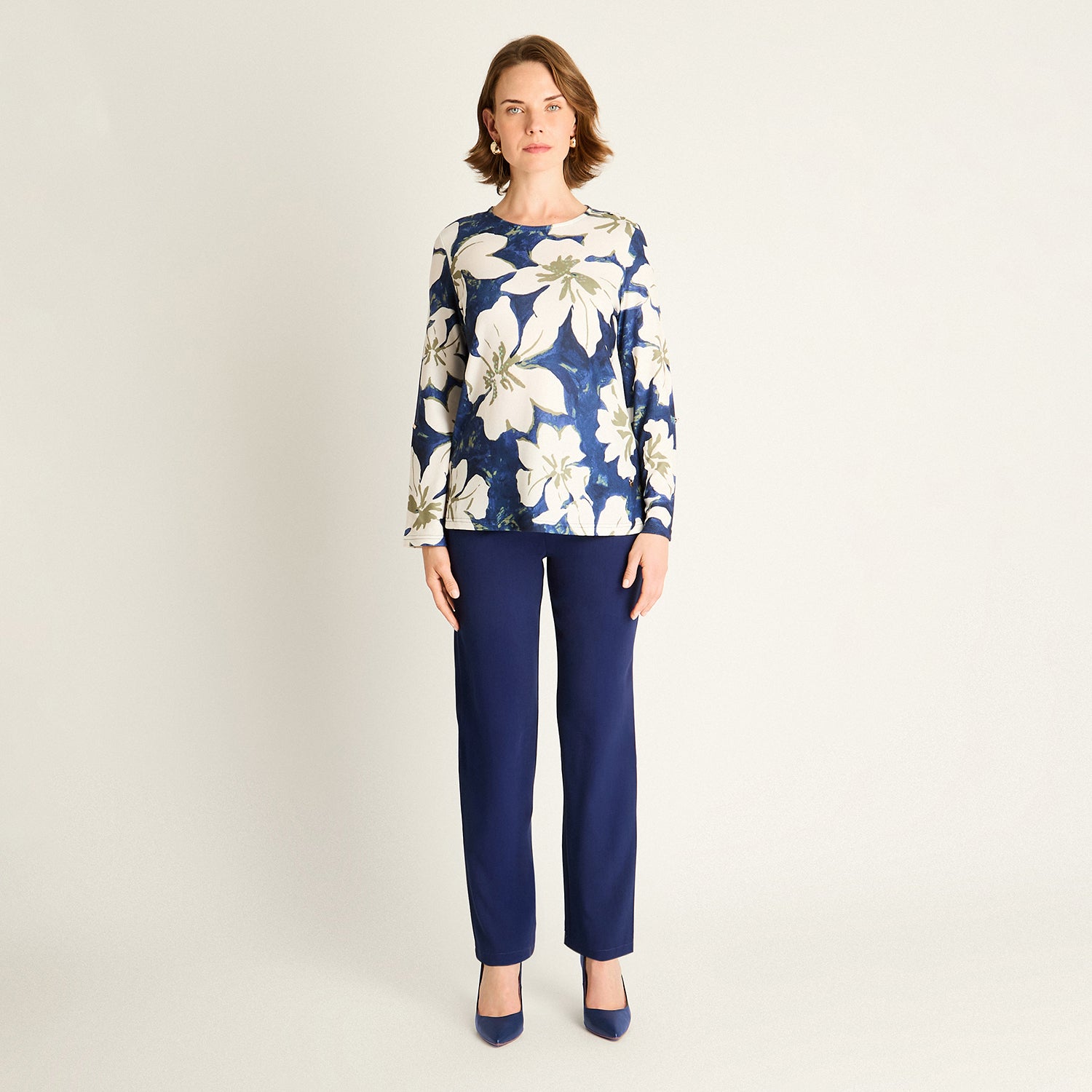 Polera Azul Estampado Floral