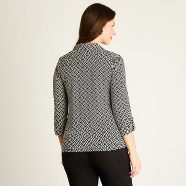 Polera Negra con Estampado Geométrico