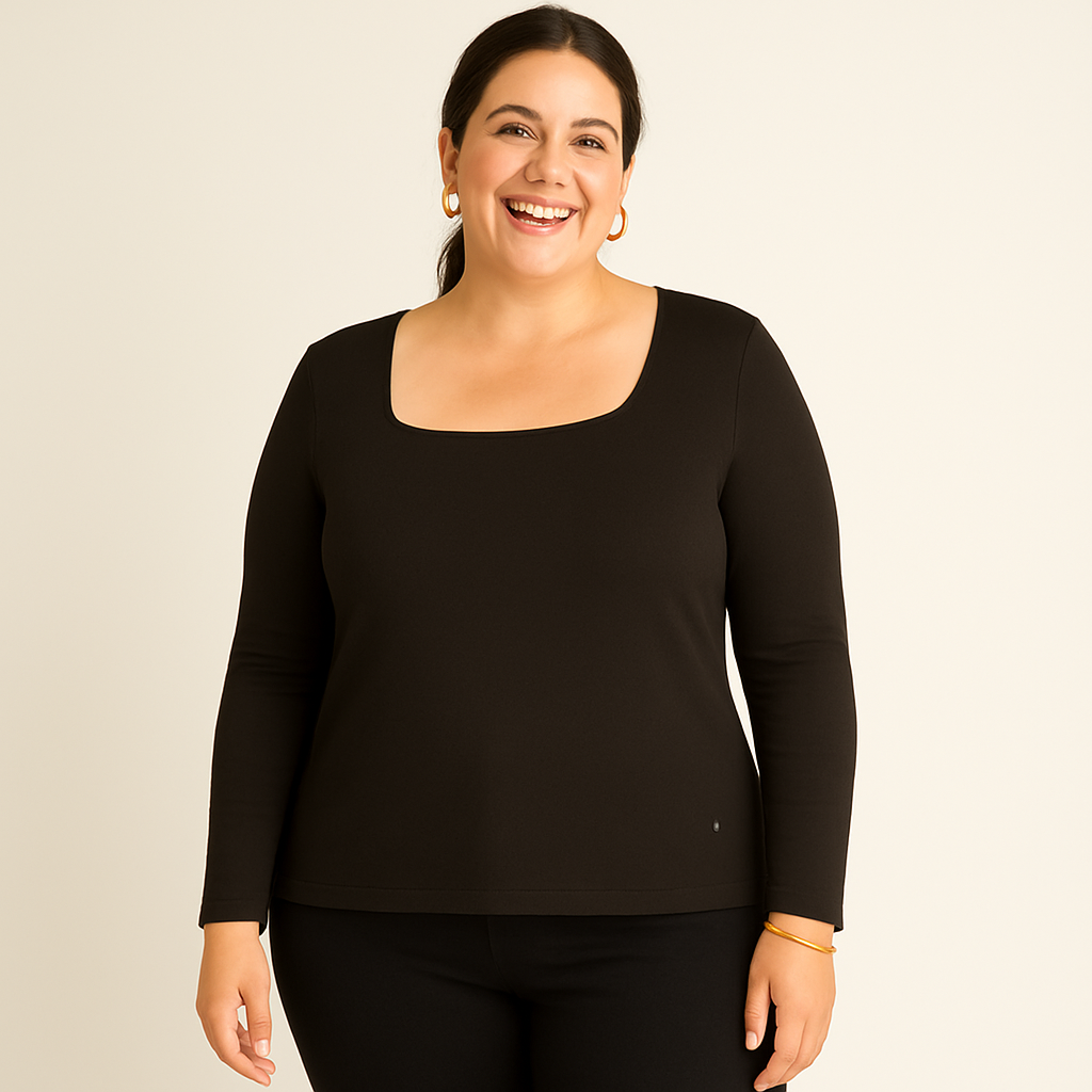 Polera Negra Cuello Cuadrado