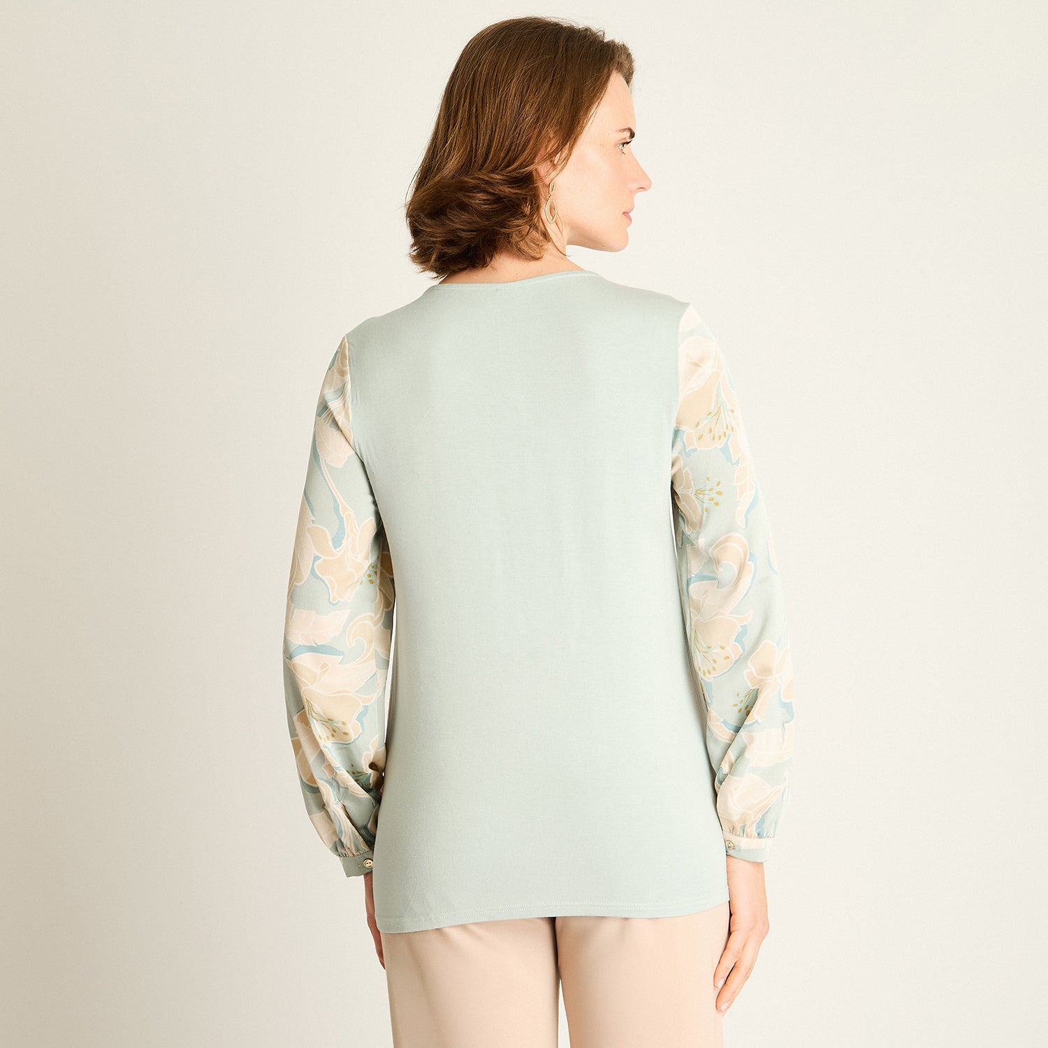 Polera Menta con Estampado Floral