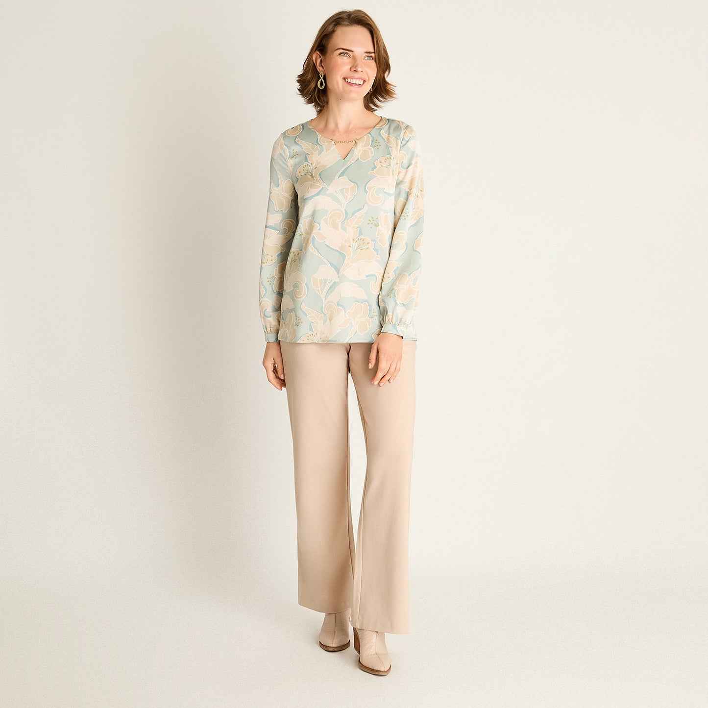 Polera Menta con Estampado Floral