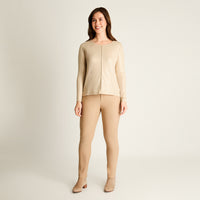 Polera Beige Manga Larga con Costura Frontal