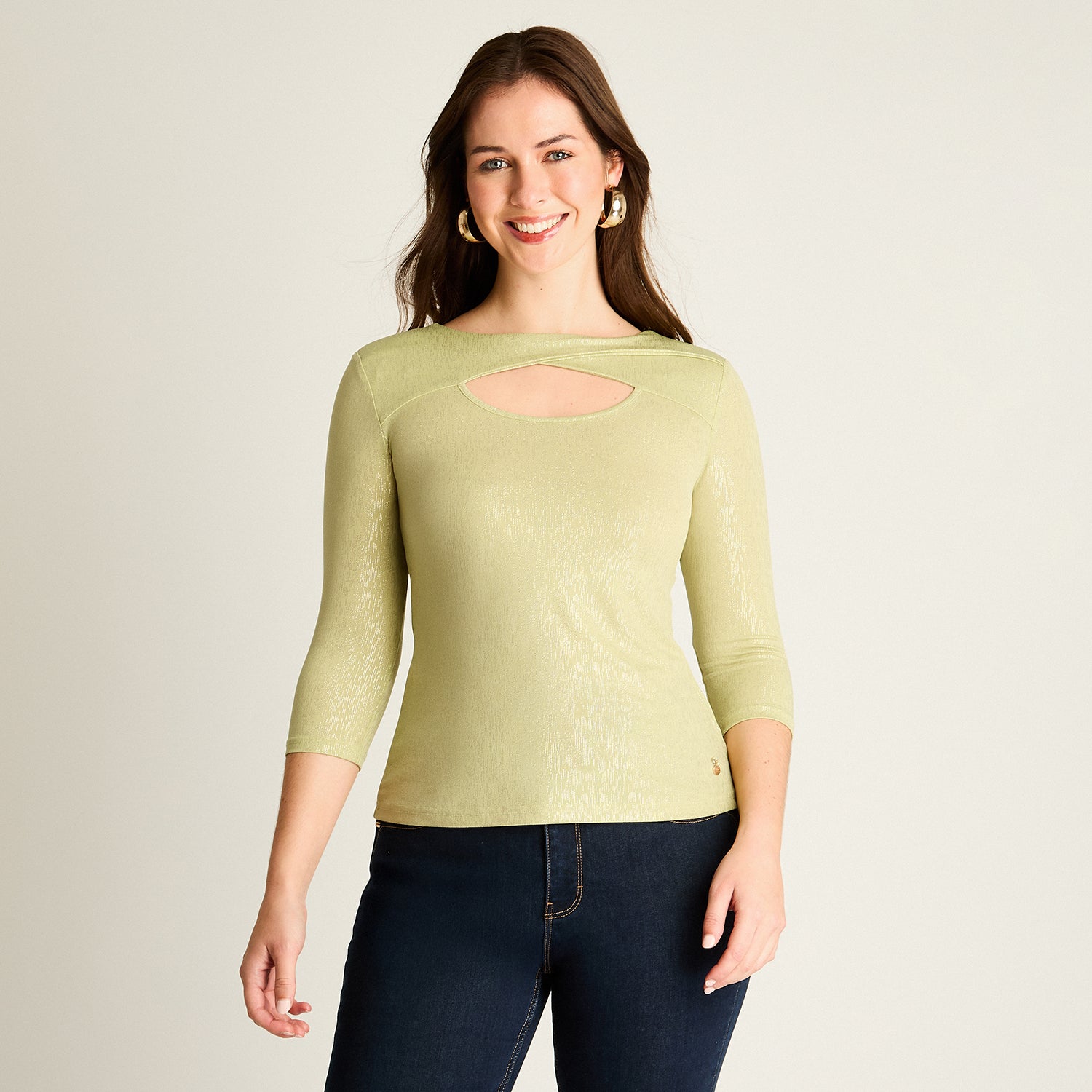 Polera Verde con Diseño Cruzado