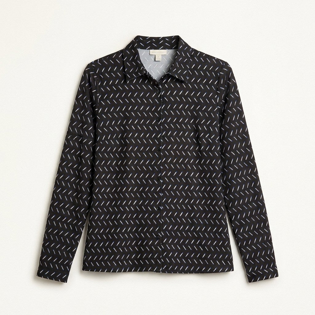 Polera Negra Estampada en plano