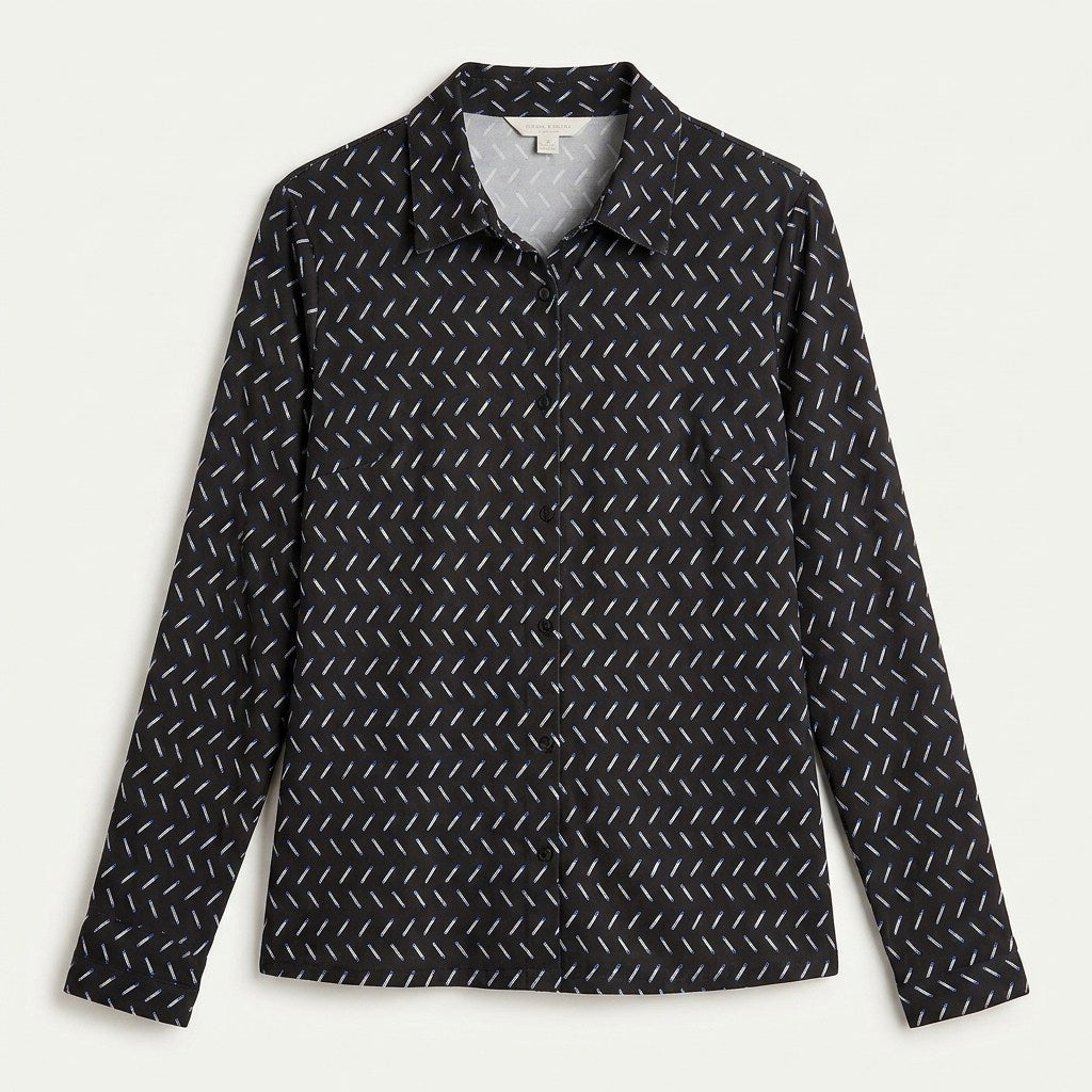 Polera Negra Estampada en plano