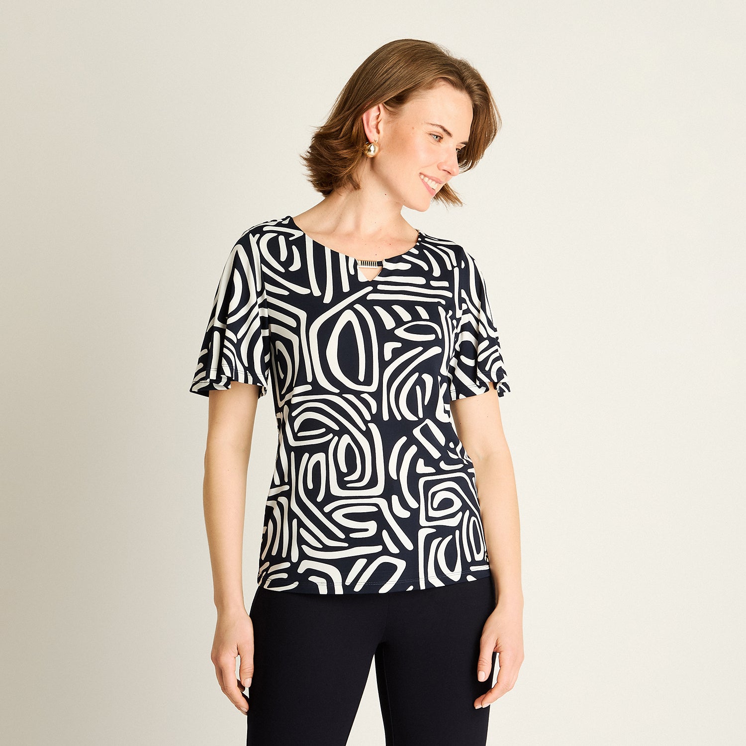 Polera Azul Estampada