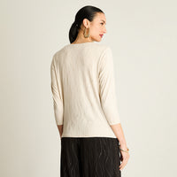 Polera Beige Brillo Ondulado - Lorenzo di Pontti
