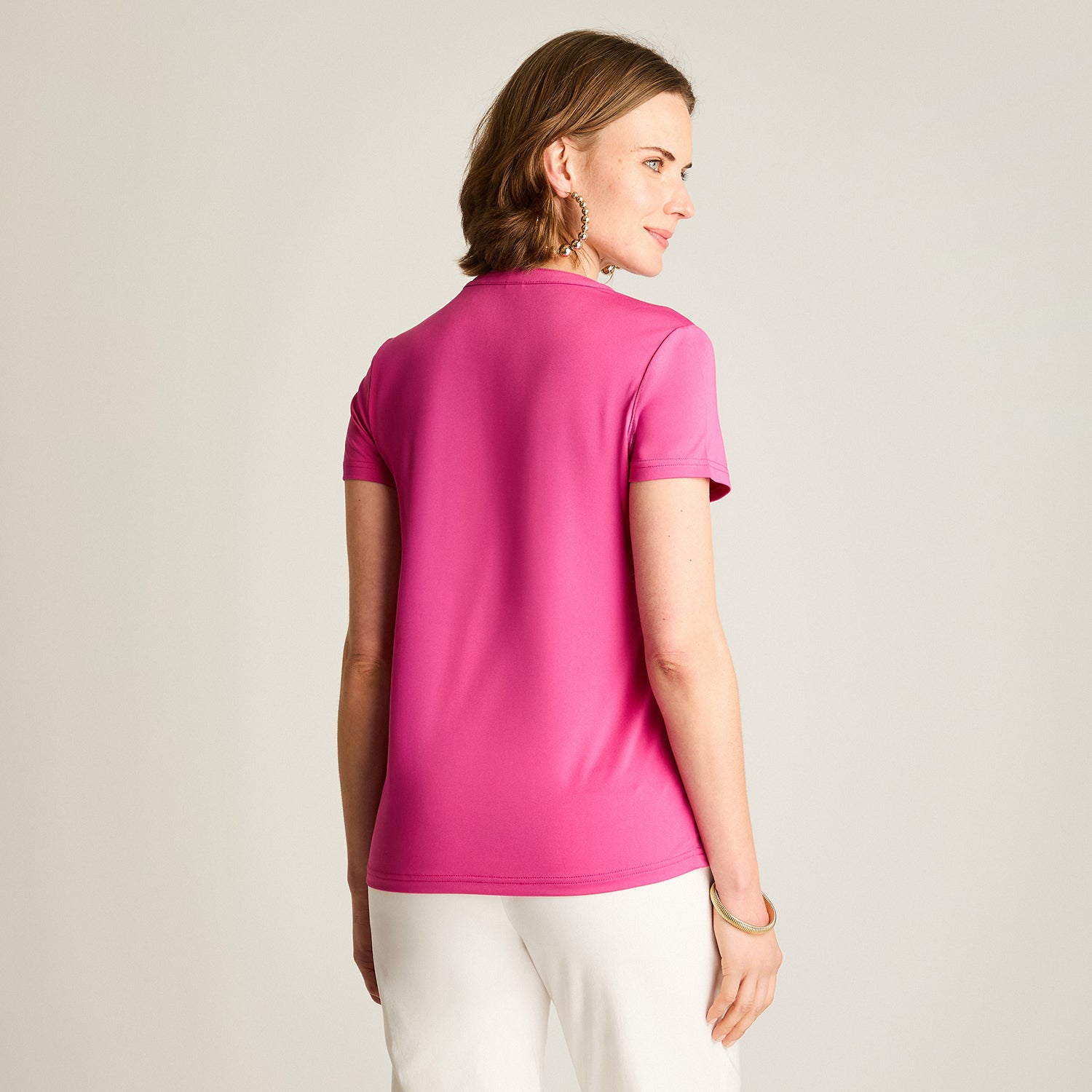 Polera Morado Manga Corta con Bolsillos