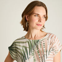 Polera Verde Estampado Tropical Manga Corta