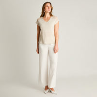 Polera Beige Tejida con Detalle Brillante