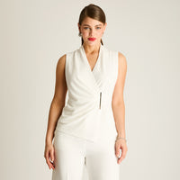 Polera Asimétrica Crudo con Drapeado Lateral