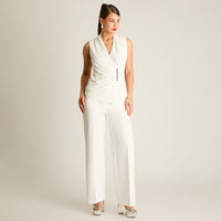 Polera Asimétrica Crudo con Drapeado Lateral