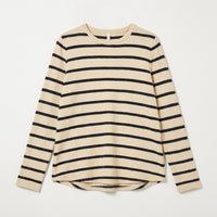 Polera Beige a Rayas con Manga Larga en plano