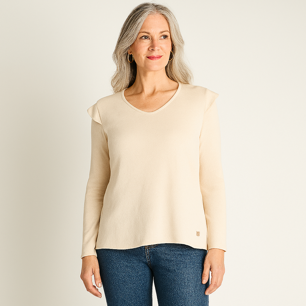 Polera Beige Manga Larga - Lorenzo di Pontti