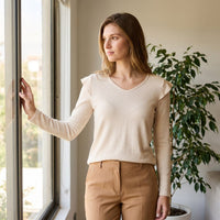 Polera Beige Manga Larga lifestyle