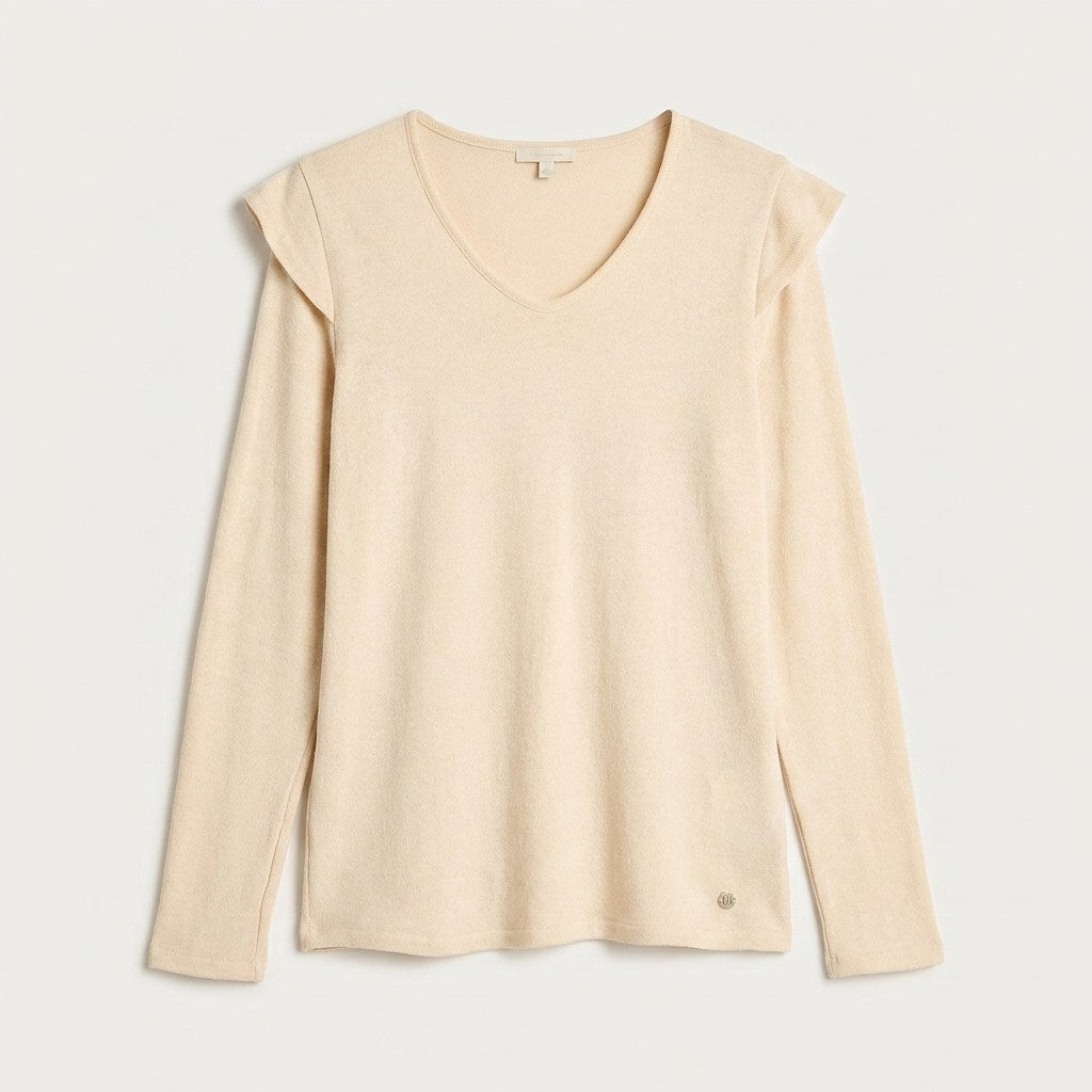 Polera Beige Manga Larga en plano
