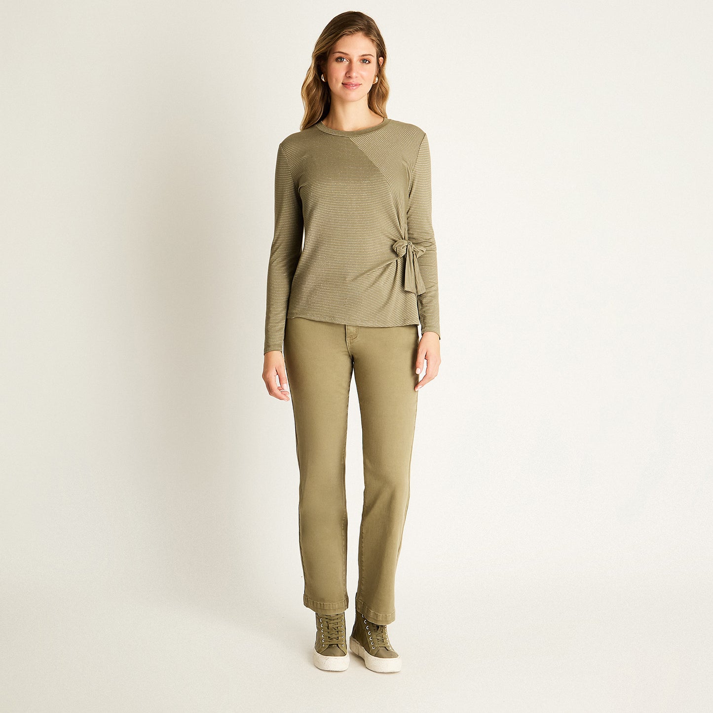 Polera Verde con Nudo Lateral