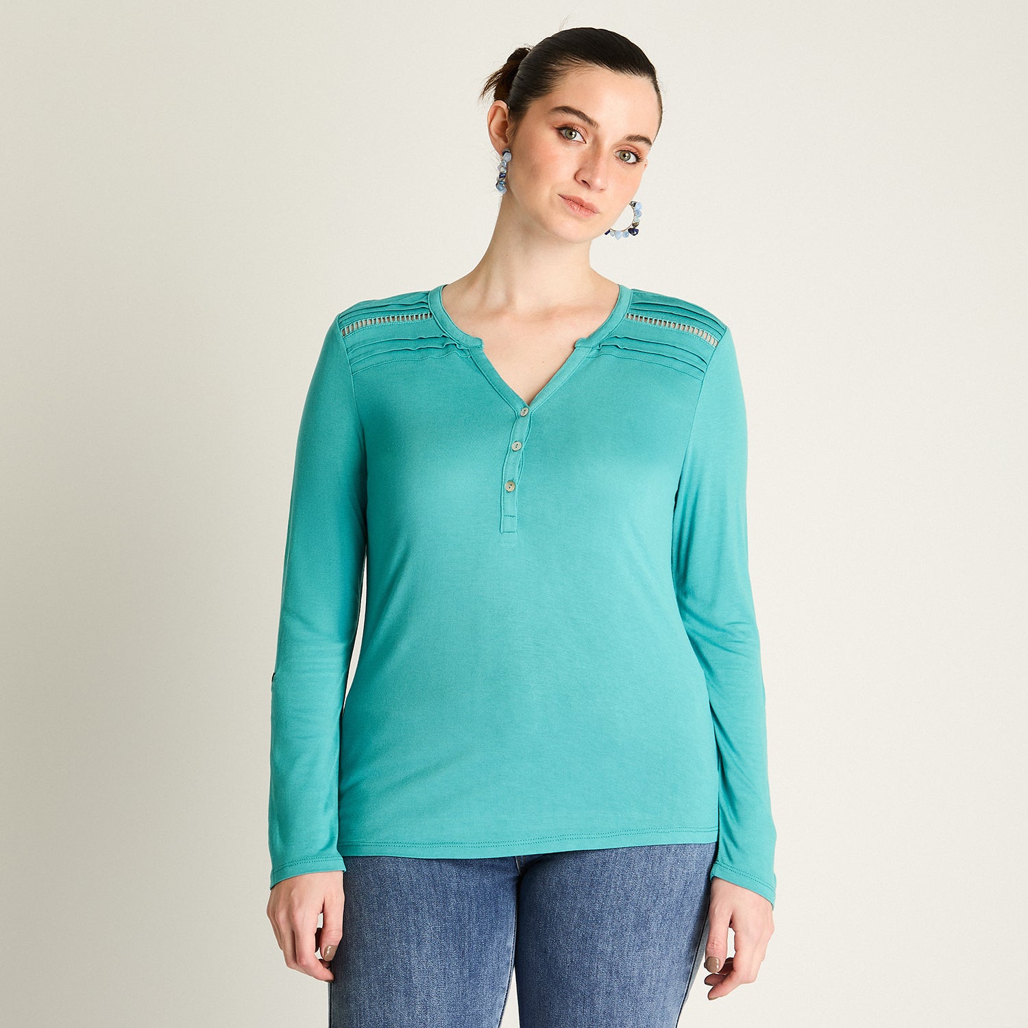 Polera Petróleo con Botones