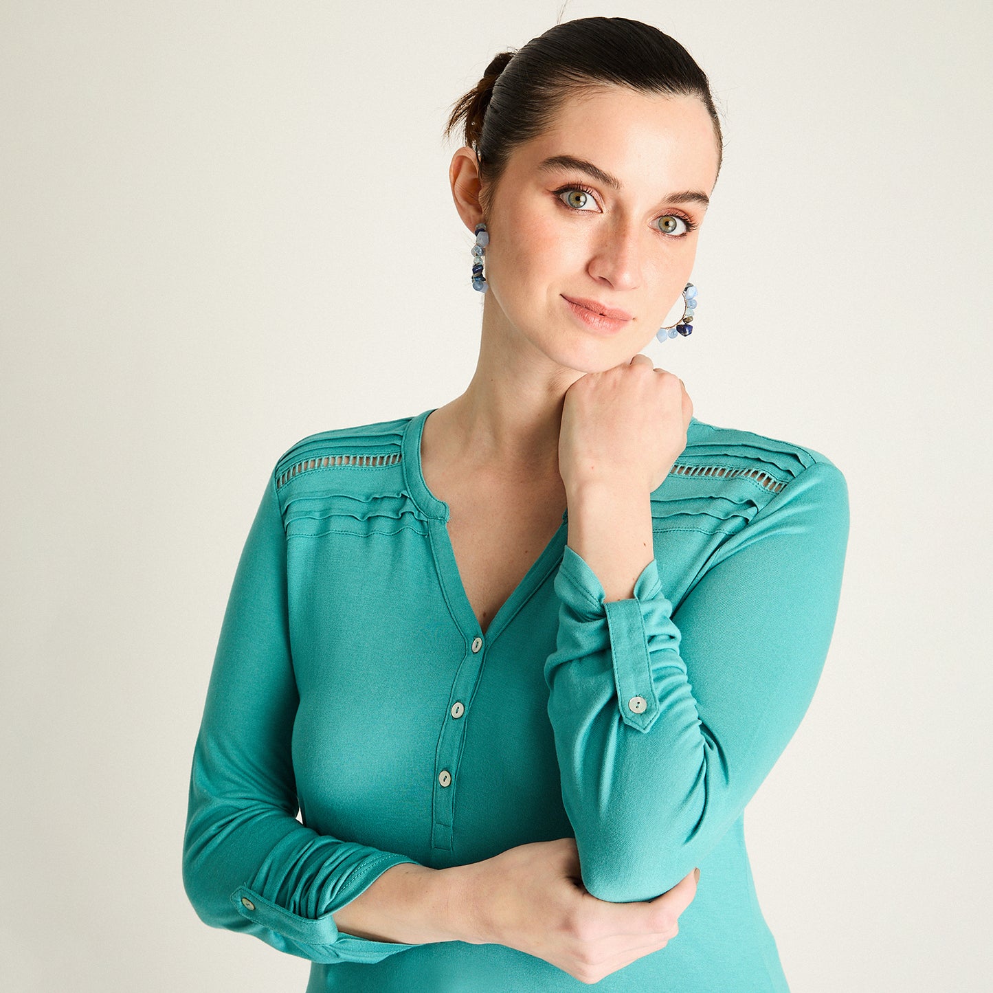 Polera Petróleo con Botones