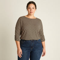 Polera Camel a Rayas Manga Larga