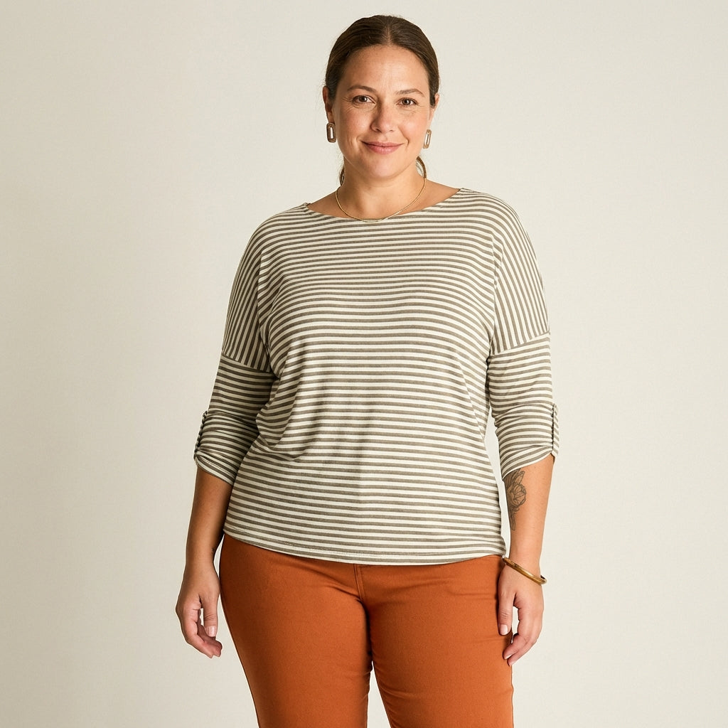 Polera Verde con Rayas y Manga Larga