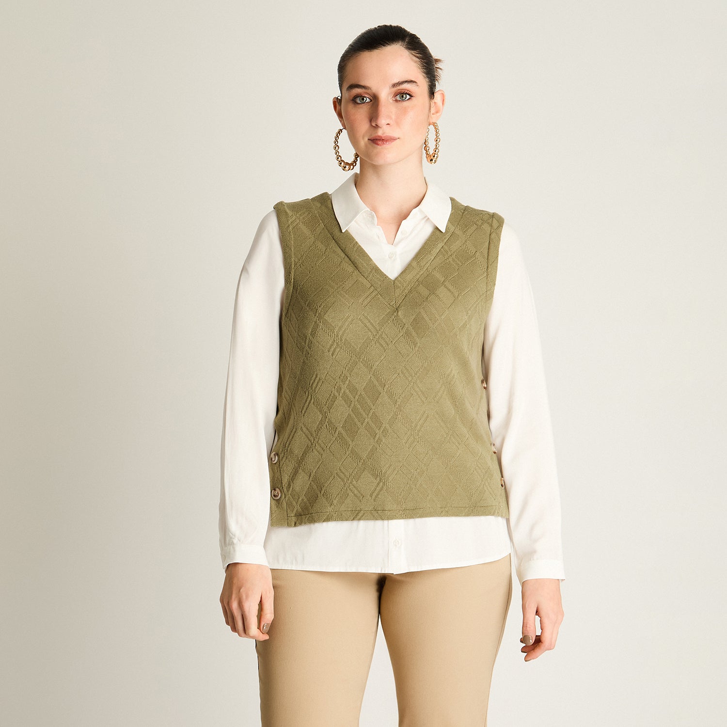 Polera Verde Estilo Doble Pieza