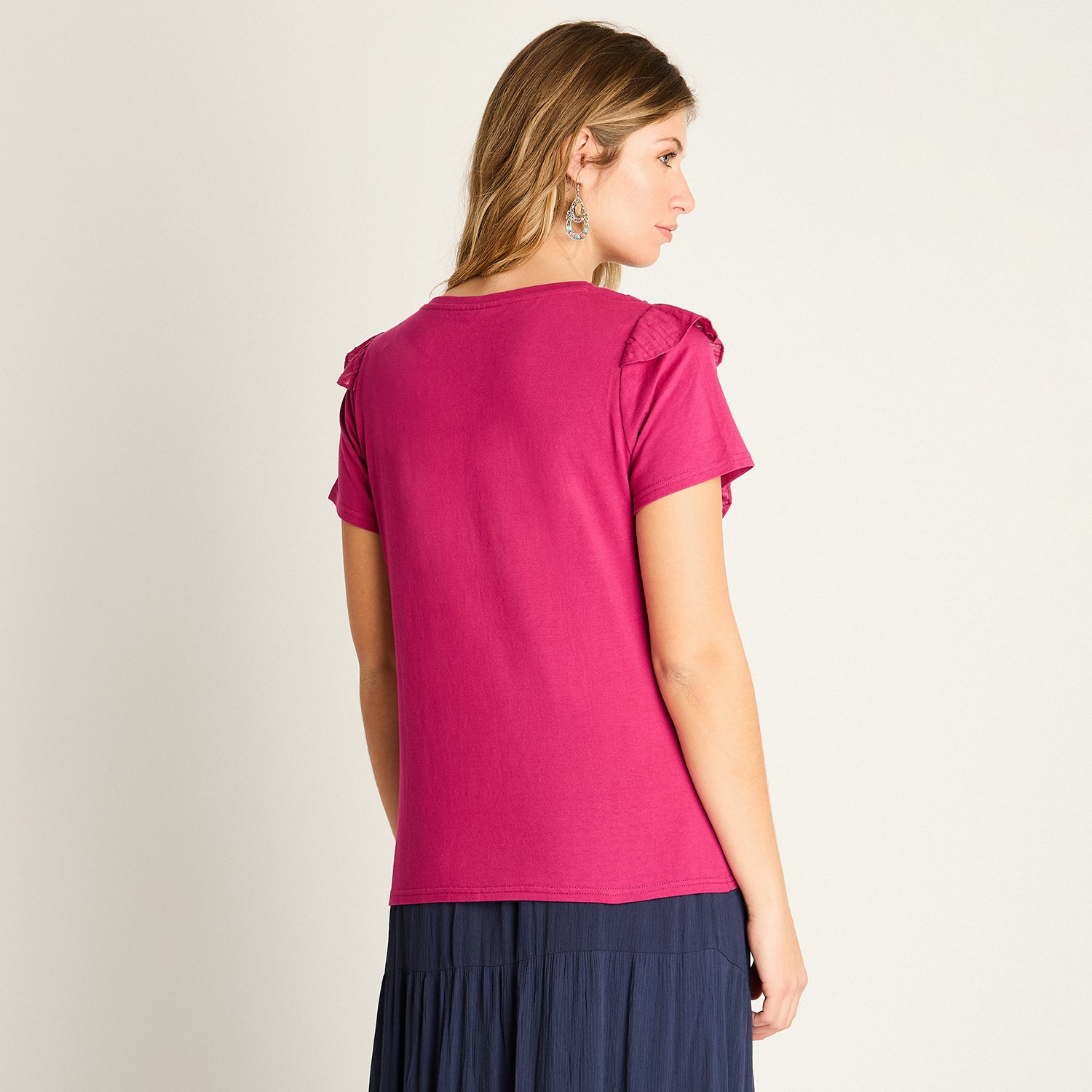 Polera Magenta con Volantes