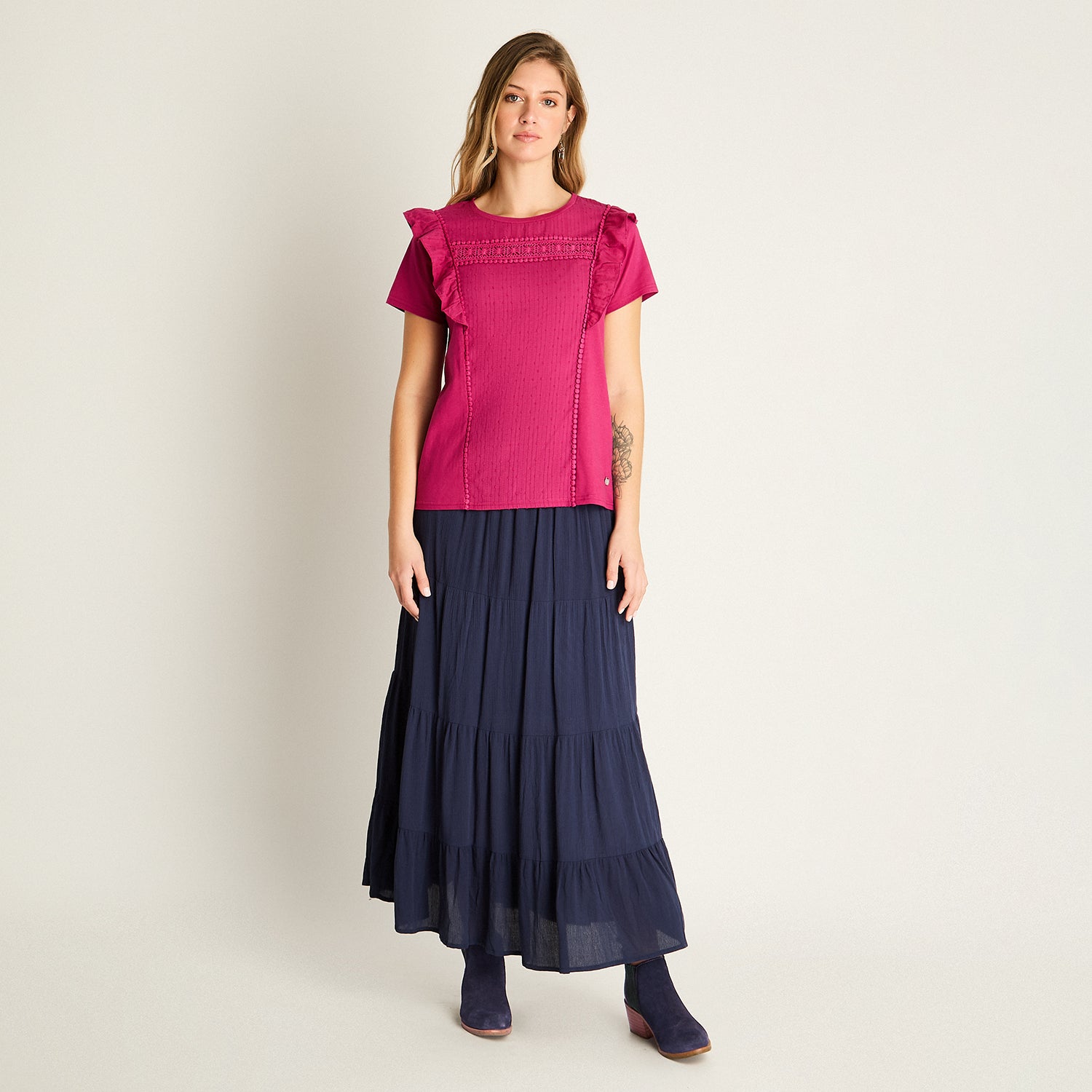 Polera Magenta con Volantes