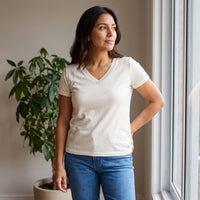 Polera Crudo Escote V Manga Corta lifestyle