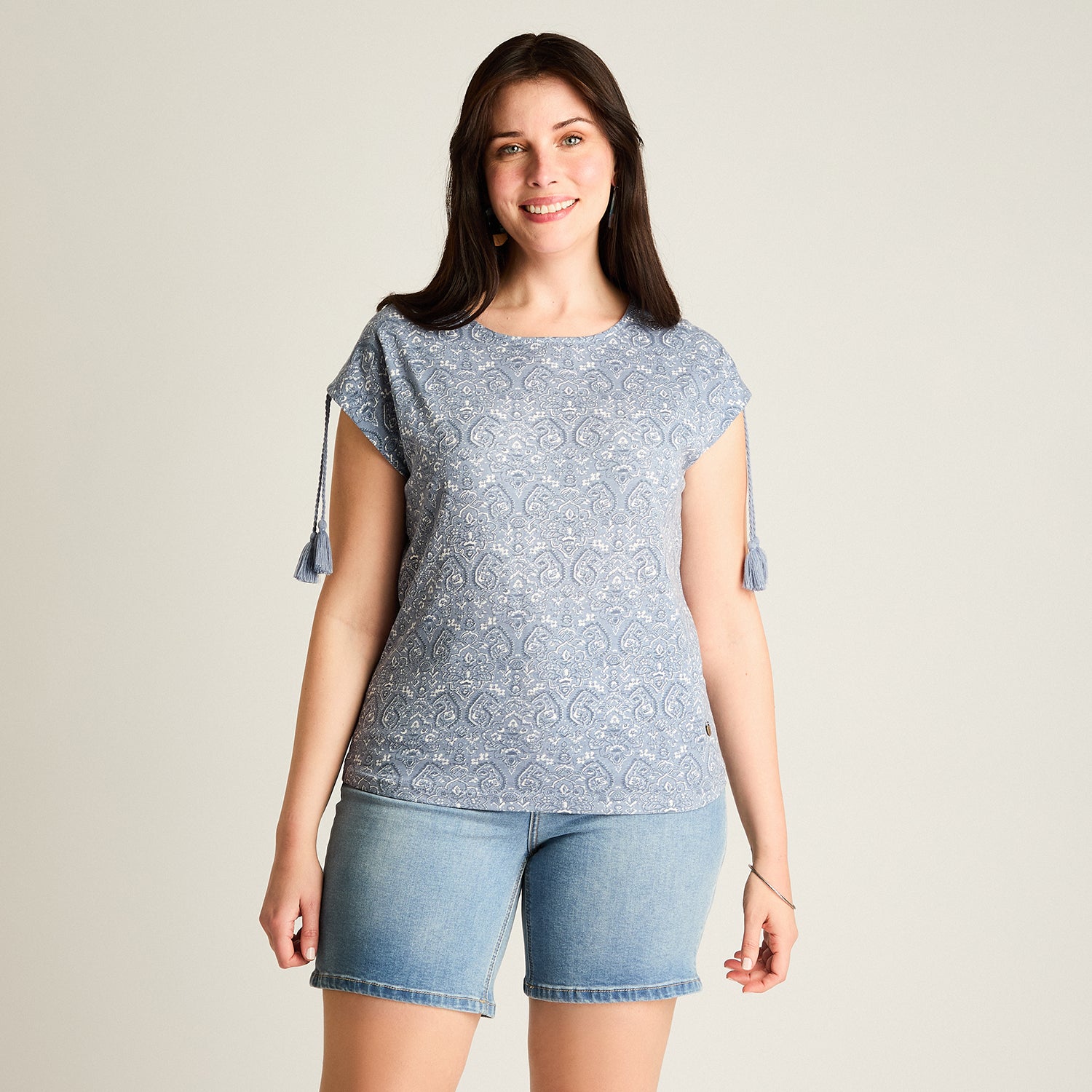 Polera Indigo Manga Corta Elasticidad Media Sin Forro Calce Normal