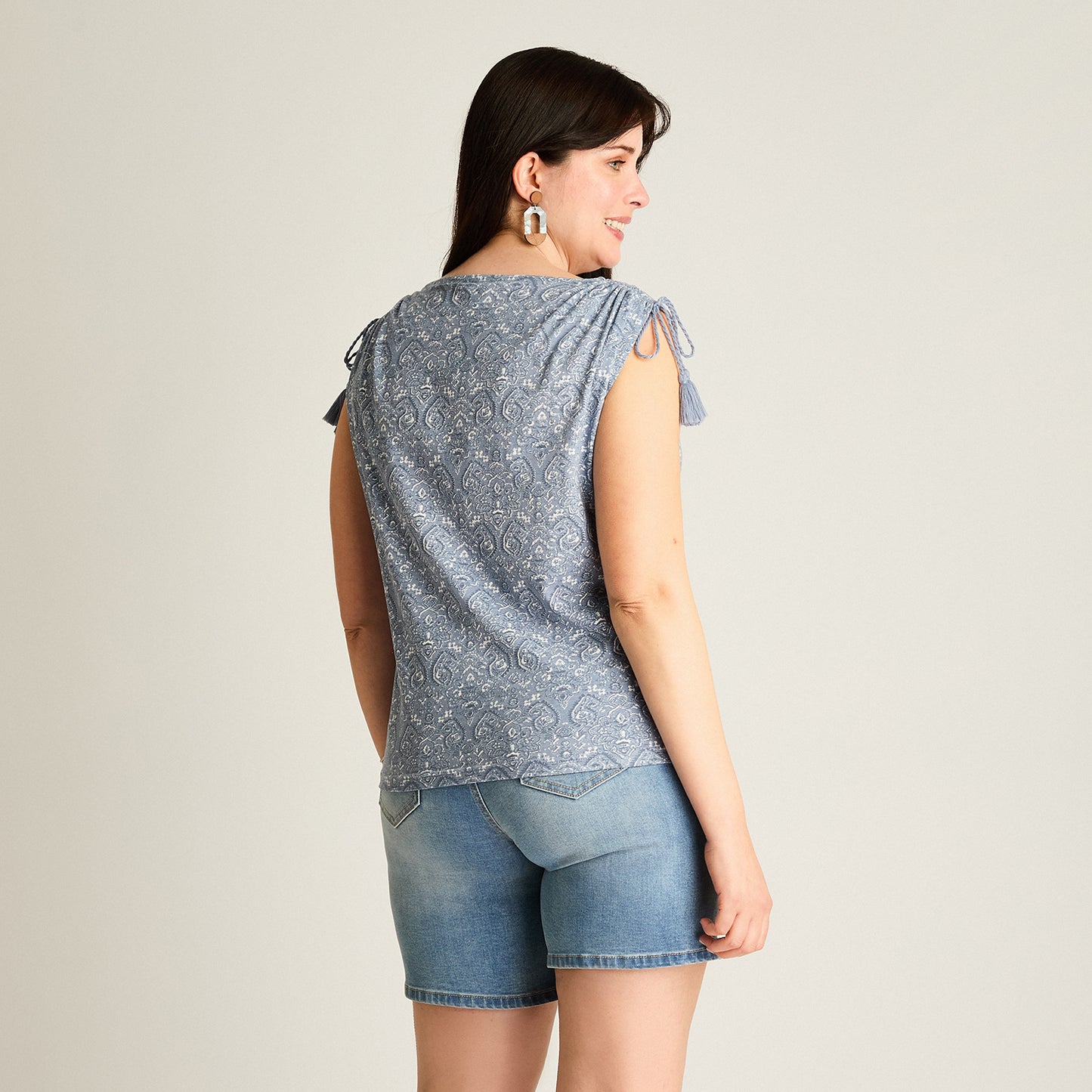 Polera Indigo Manga Corta Elasticidad Media Sin Forro Calce Normal