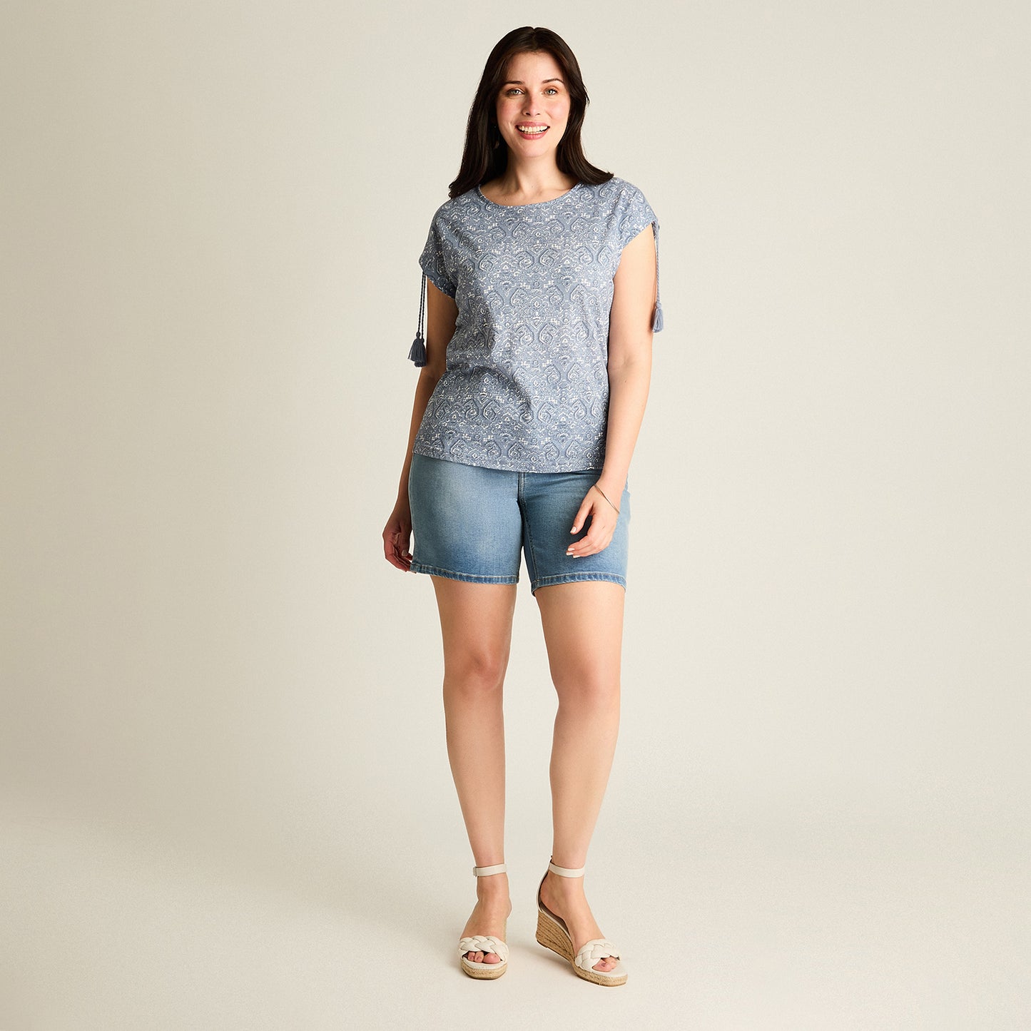 Polera Indigo Manga Corta Elasticidad Media Sin Forro Calce Normal