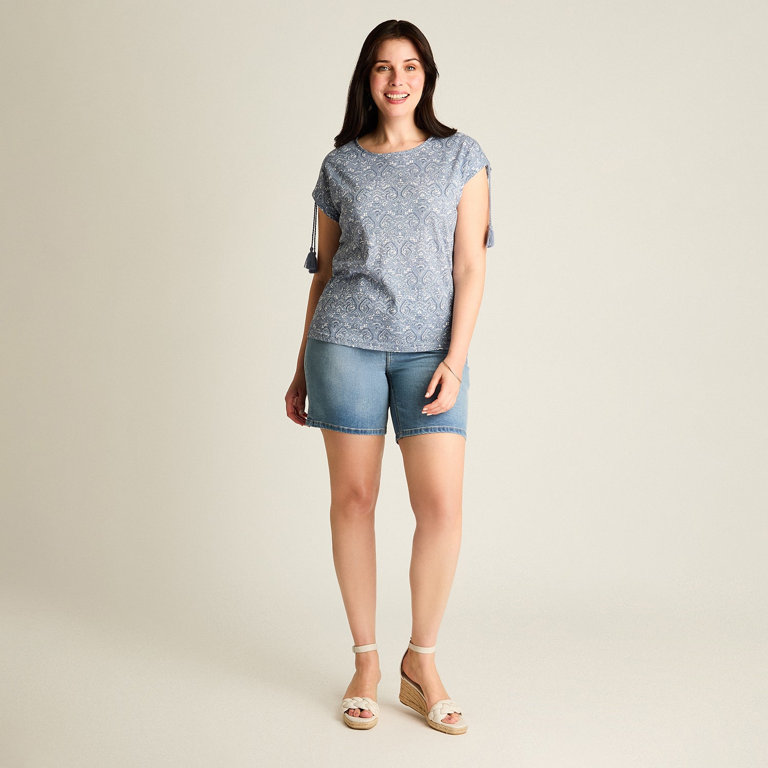 Polera Indigo Manga Corta Elasticidad Media Sin Forro Calce Normal