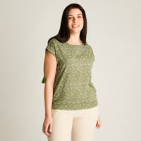 Polera Verde Manga Corta Elasticidad Media Sin Forro Calce Normal