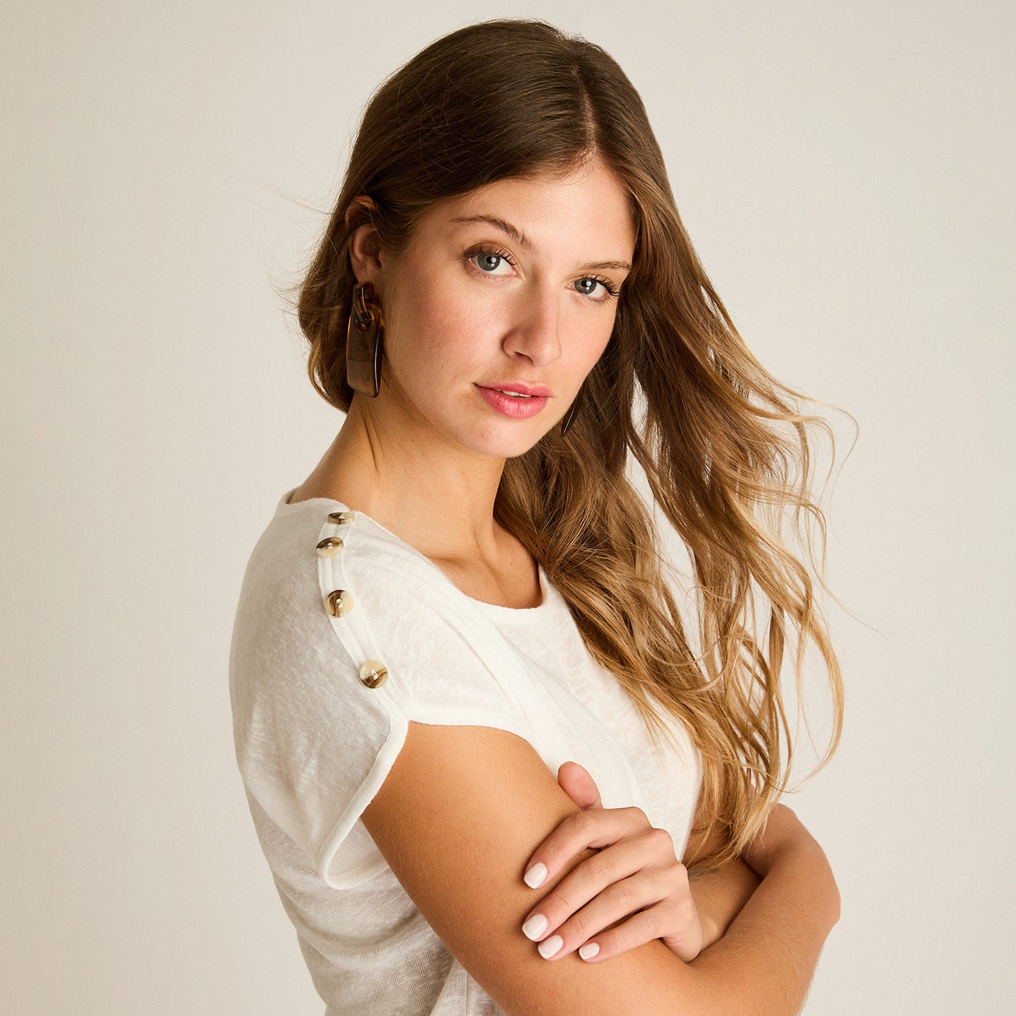 Polera Crudo Manga Corta Elasticidad Media Sin Forro Calce Holgado