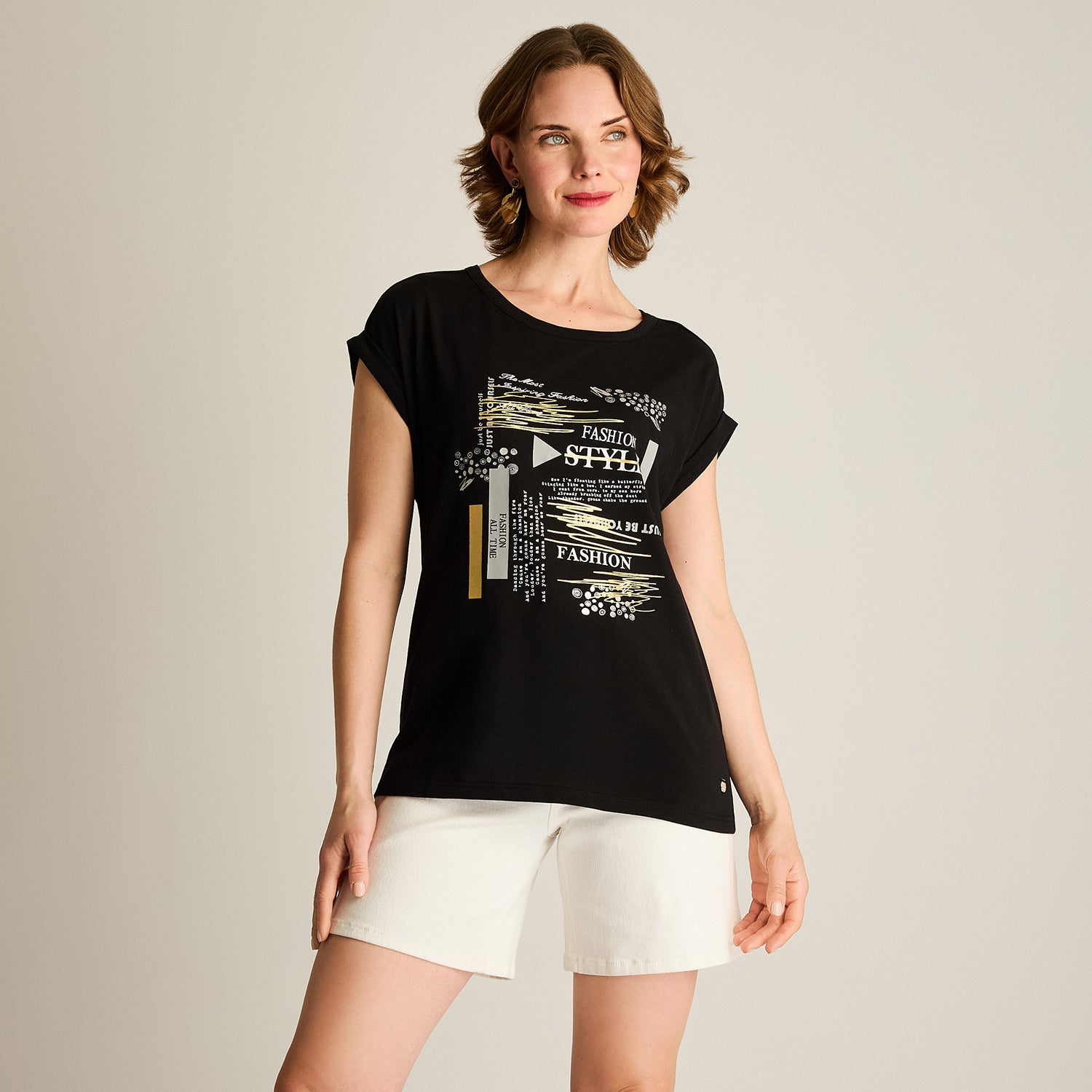 Polera Negro Manga Corta Elasticidad Media Sin Forro Calce Normal