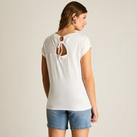 Polera Blanco Manga Corta Elasticidad Media Sin Forro Calce Normal