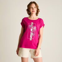 Polera Magenta Manga Corta Elasticidad Media Sin Forro Calce Normal