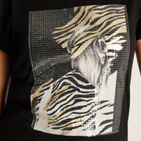 Polera Negro Manga Corta Elasticidad Media Sin Forro Calce Normal
