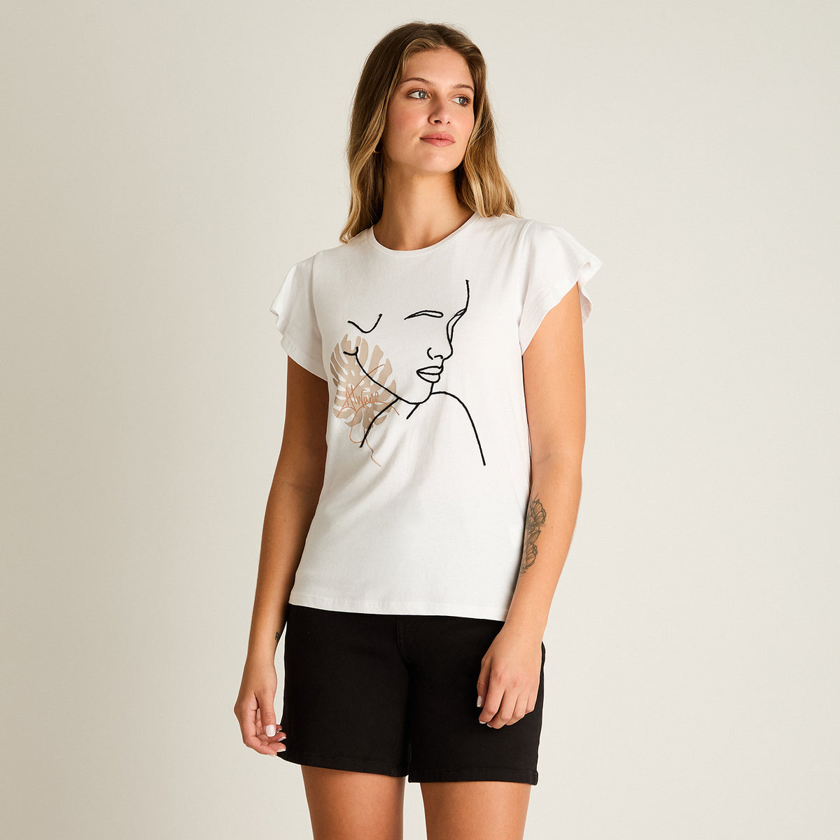 Polera Blanco Manga Corta Calce Normal
