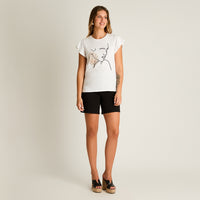 Polera Blanco Manga Corta Elasticidad Media Sin Forro Calce Normal