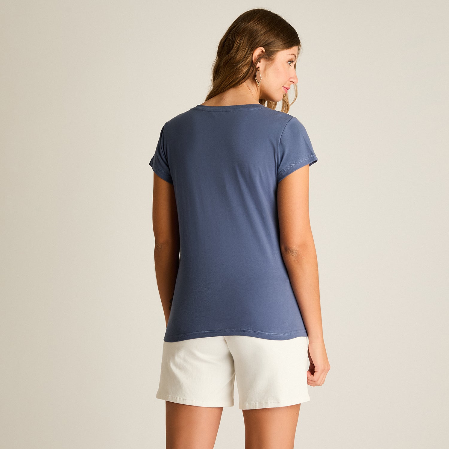 Polera Indigo Manga Corta Elasticidad Media Sin Forro Calce Normal