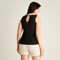 Polera Negro Sin Mangas Elasticidad Media Sin Forro Calce Holgado
