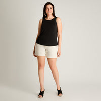 Polera Negro Sin Mangas Elasticidad Media Sin Forro Calce Holgado