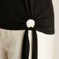 Polera Negro Manga Corta Elasticidad Media Sin Forro Calce Holgado