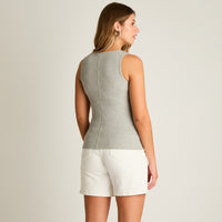 Polera Gris Sin Mangas Elasticidad Media Sin Forro Calce Ajustado