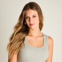 Polera Gris Sin Mangas Elasticidad Media Sin Forro Calce Ajustado