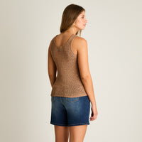 Polera Camel Sin Mangas Elasticidad Media Sin Forro Calce Normal