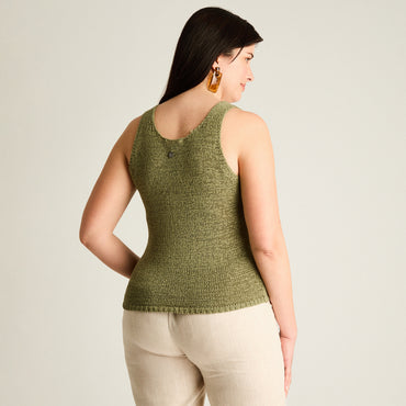 Polera Oliva Sin Mangas Elasticidad Media Sin Forro Calce Normal